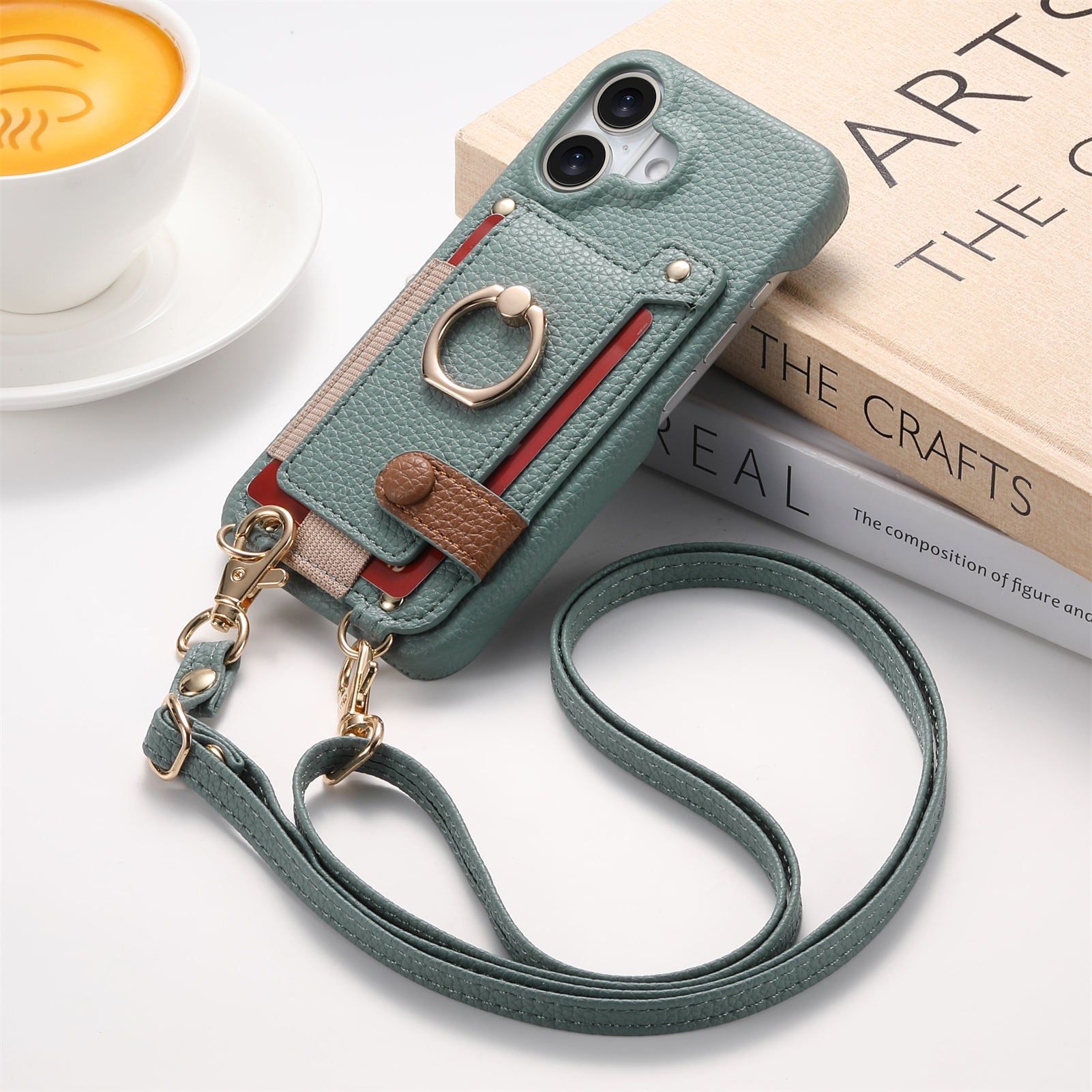 Suitable for iPhone 17 Pro phone case diagonal long hanging rope Air leather card insertion Apple 16 Promax protective cover