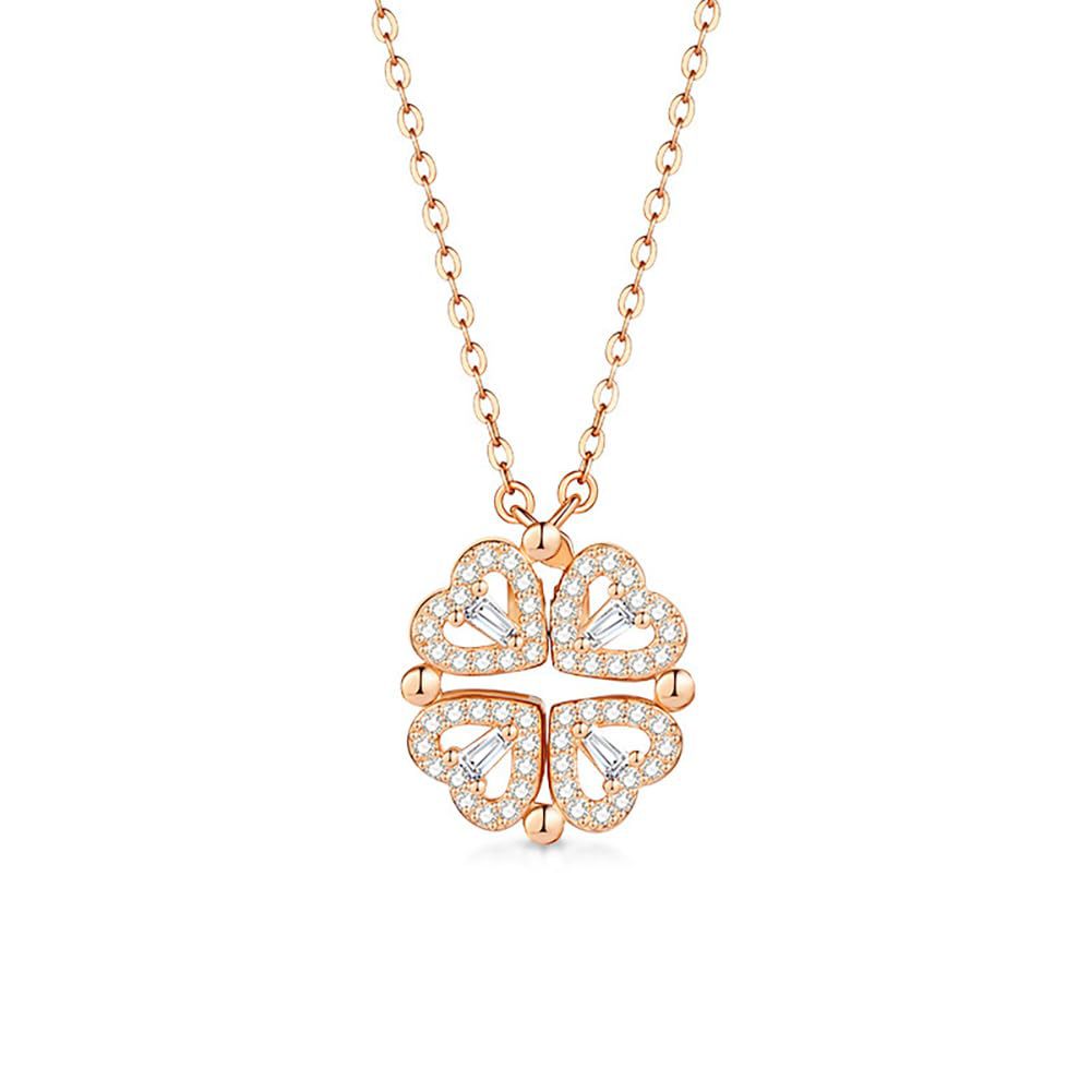 Four-leaf clover collar chain heart-shaped necklace