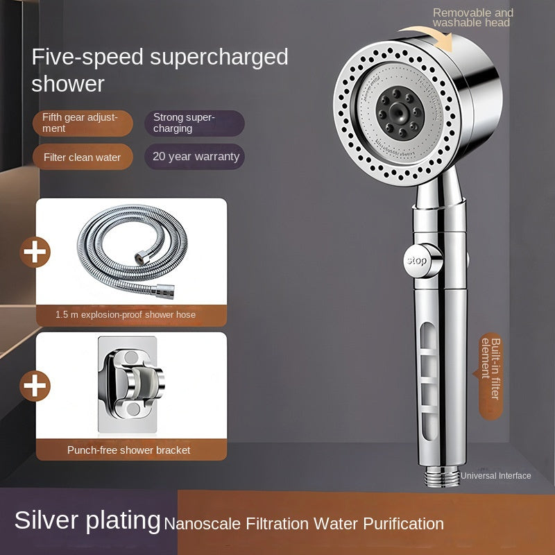 Upgraded shower showerhead with enhanced pressure and a handheld filter nozzle for showering and bathing