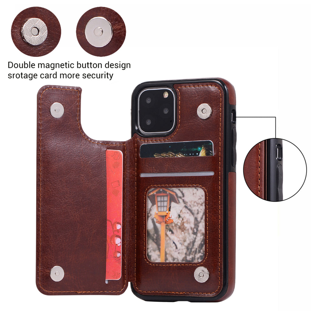 Suitable for iPhone 15 leather case with crazy horse pattern Apple 13PRO phone case flip cover card insertion protective cover