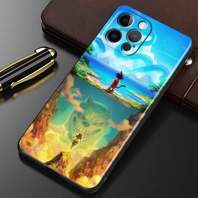 Suitable for 15 iPhone Fashion Dragon Ball Anime Phone Case Black Other Back Cover Color Painting