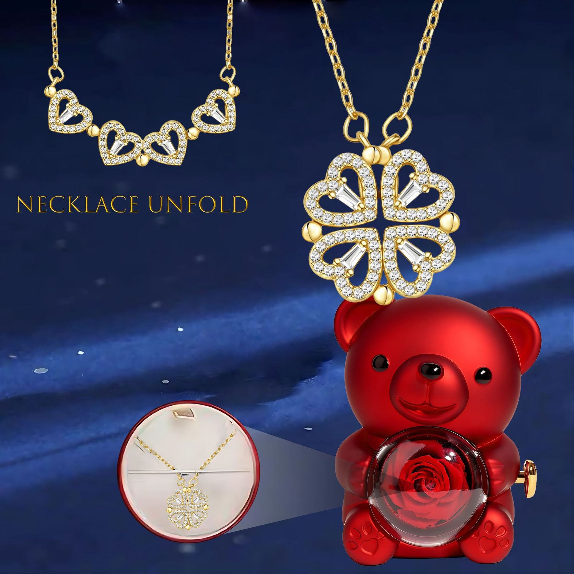 Four-leaf clover collar chain heart-shaped necklace