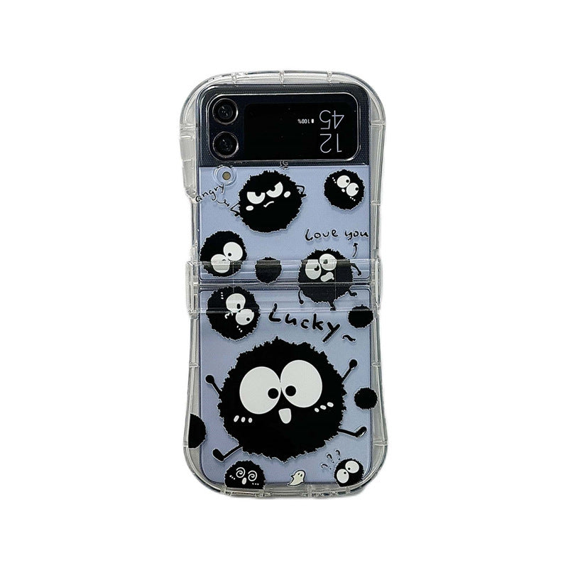 Small waist cute coal ball new three piece set suitable for Samsung Galaxy zflip3/4 5/67 generation phone cases