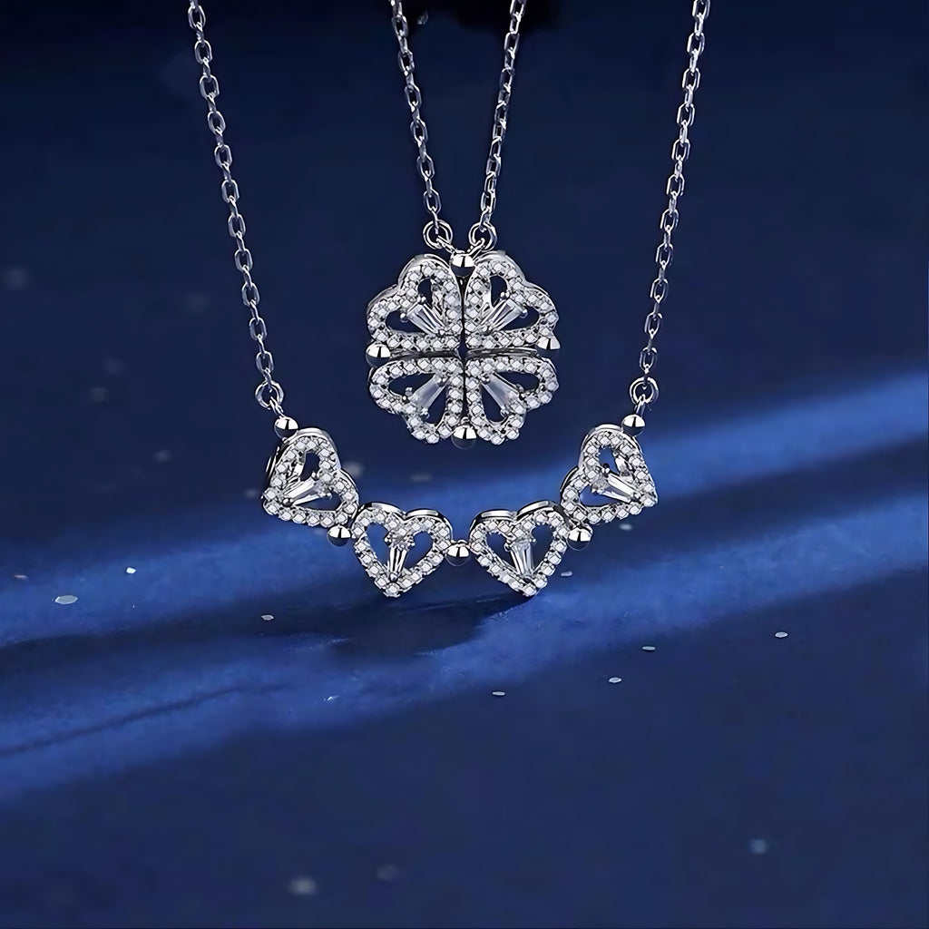 Four-leaf clover collar chain heart-shaped necklace