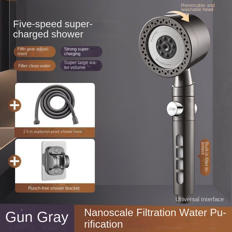 Upgraded shower showerhead with enhanced pressure and a handheld filter nozzle for showering and bathing