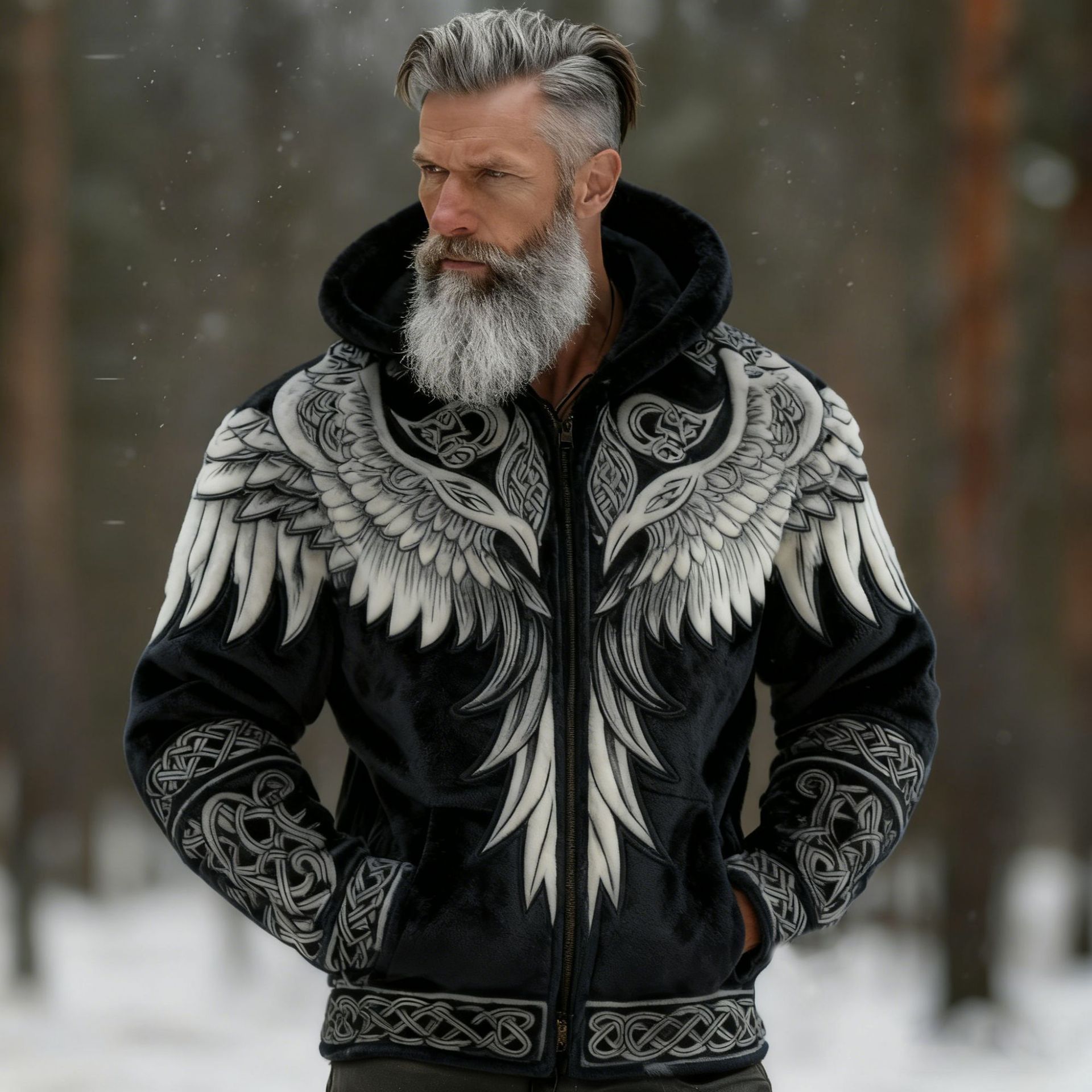 Stylish Winter Warmth Flannel 3D-Printed Hooded Zip-Up Cardigan