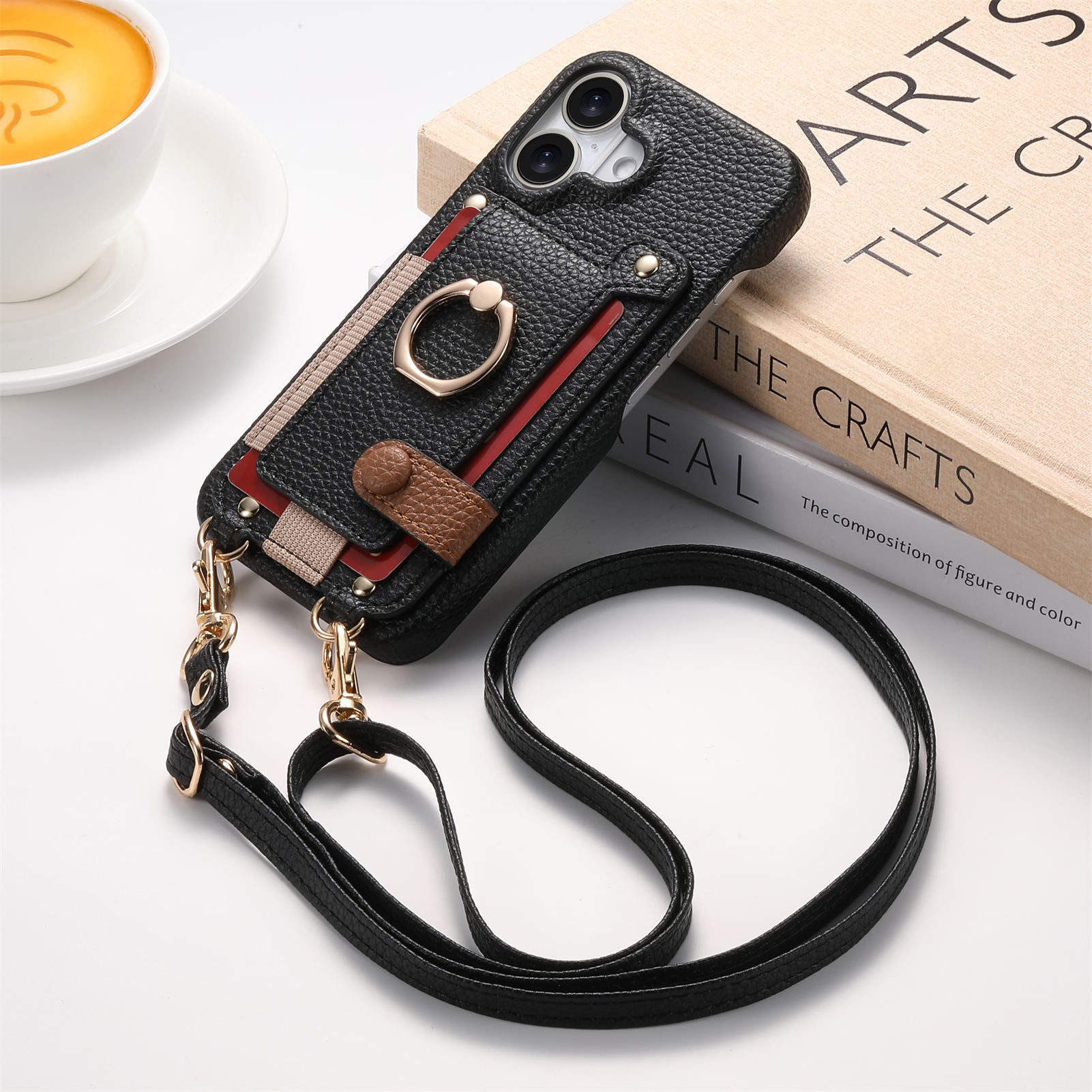 Suitable for iPhone 17 Pro phone case diagonal long hanging rope Air leather card insertion Apple 16 Promax protective cover