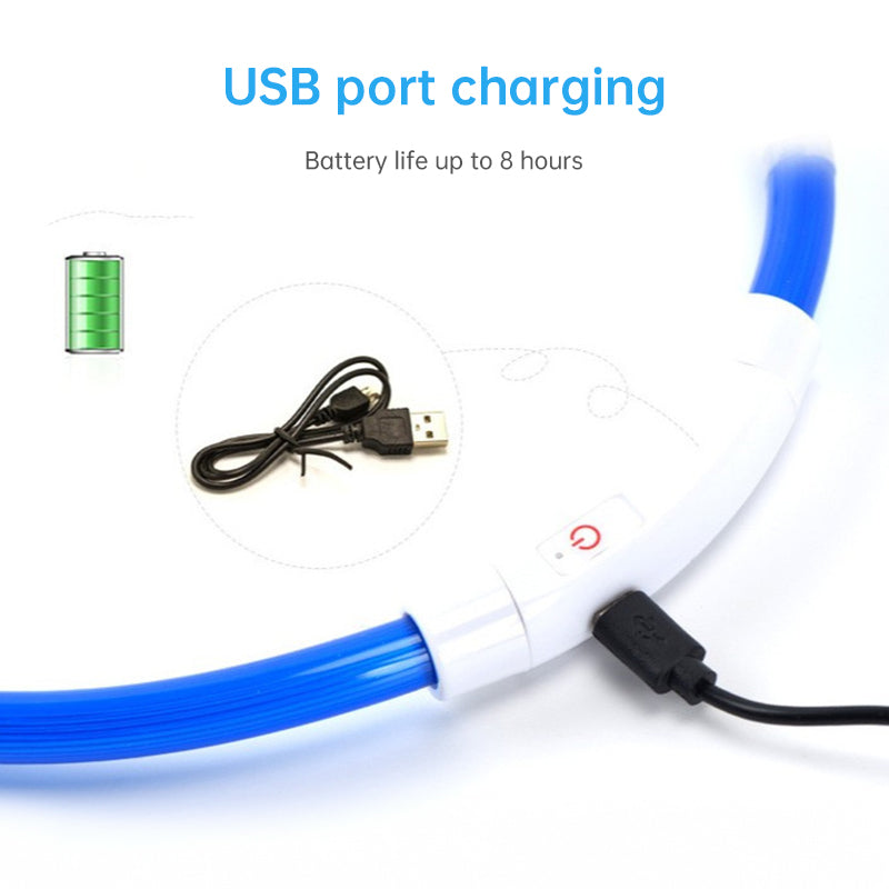3-Mode LED Dog Collar - USB Rechargeable, Detachable & Glowing Pet Safety Necklace for Night