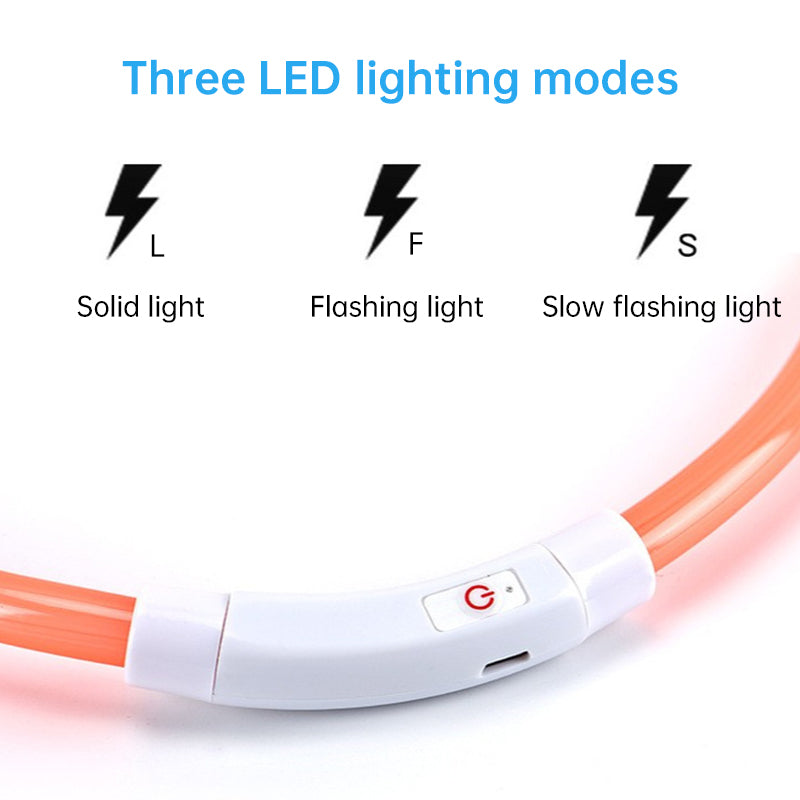 3-Mode LED Dog Collar - USB Rechargeable, Detachable & Glowing Pet Safety Necklace for Night