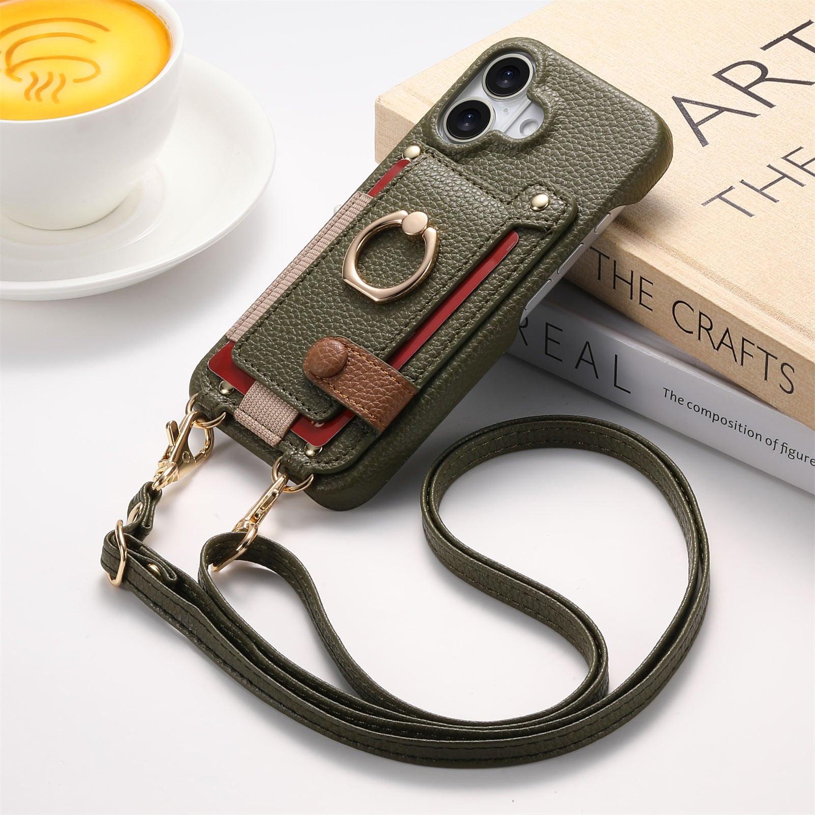 Suitable for iPhone 17 Pro phone case diagonal long hanging rope Air leather card insertion Apple 16 Promax protective cover