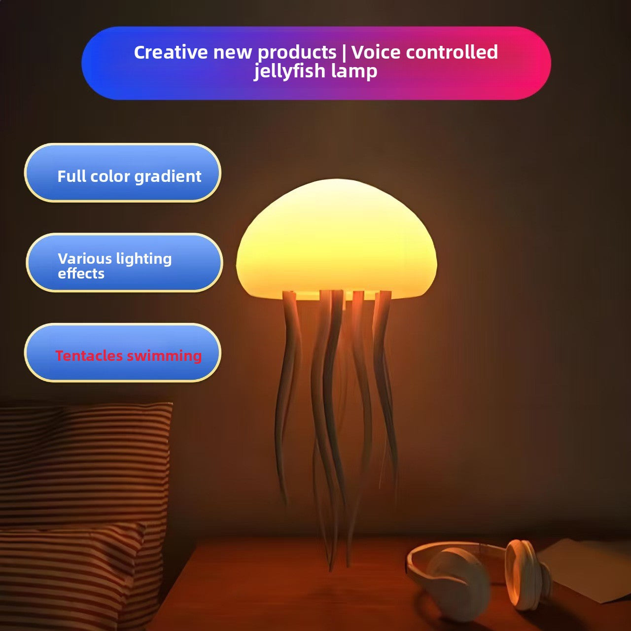 Voice-controlled jellyfish lamp