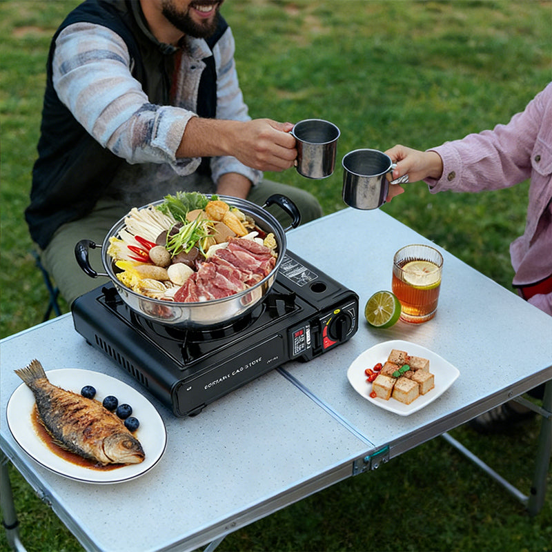 Portable Gas Camping Stove, 2.2kW Outdoor Cooker with Full Kit (Pot Stand & Carry Case)