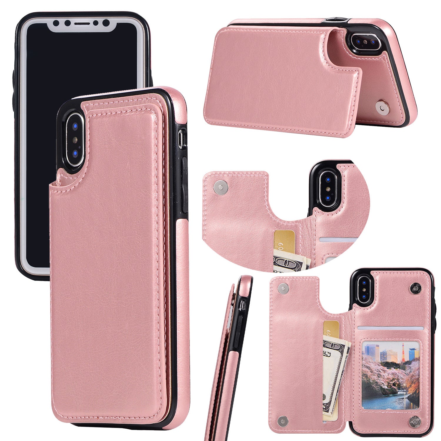 Suitable for iPhone 15 leather case with crazy horse pattern Apple 13PRO phone case flip cover card insertion protective cover