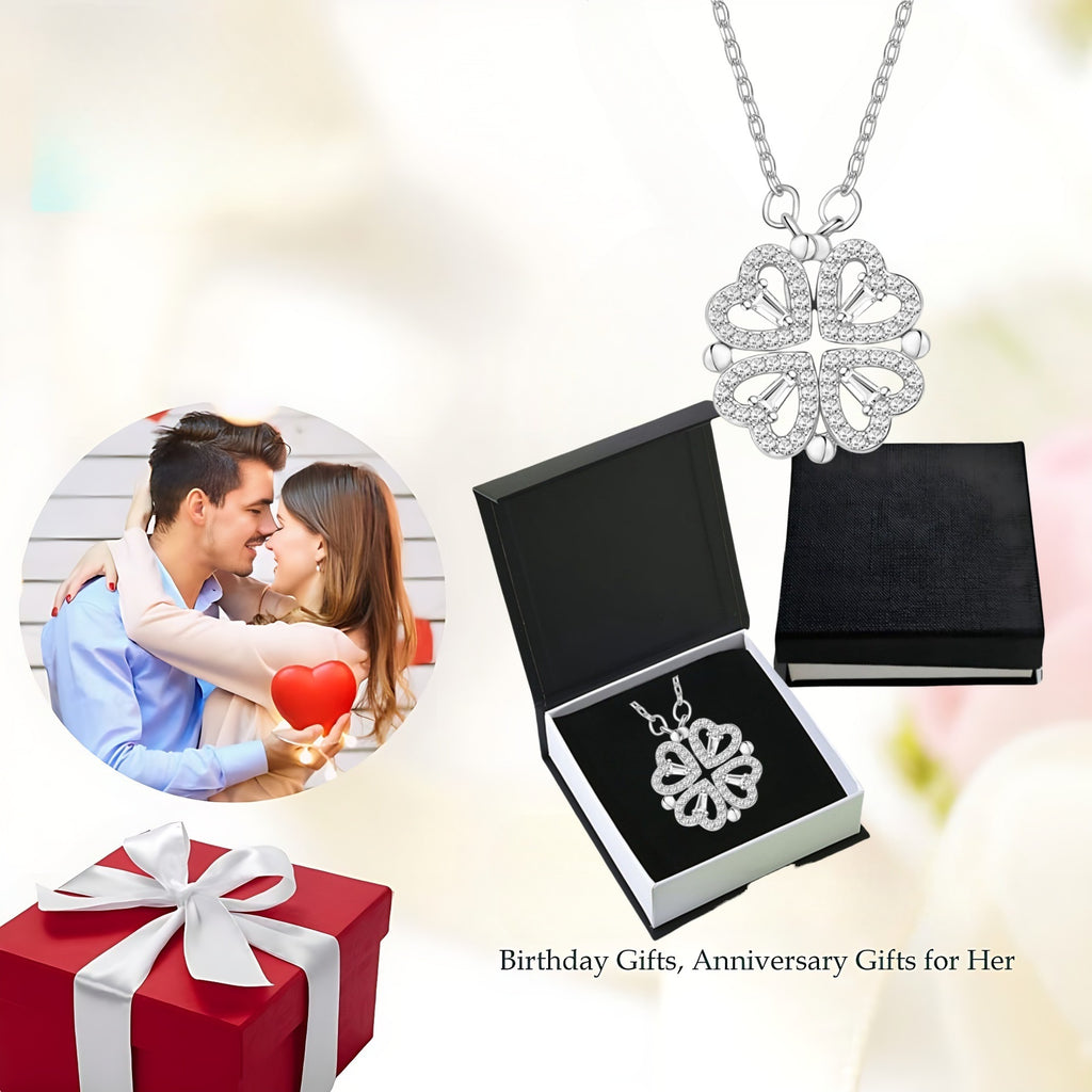 Four-leaf clover collar chain heart-shaped necklace