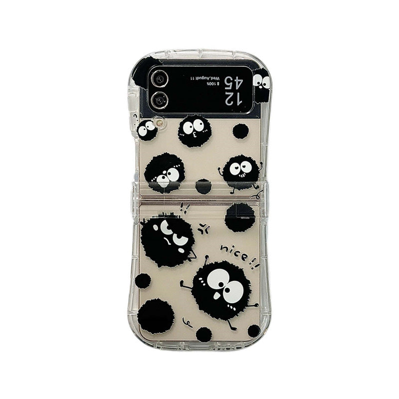 Small waist cute coal ball new three piece set suitable for Samsung Galaxy zflip3/4 5/67 generation phone cases