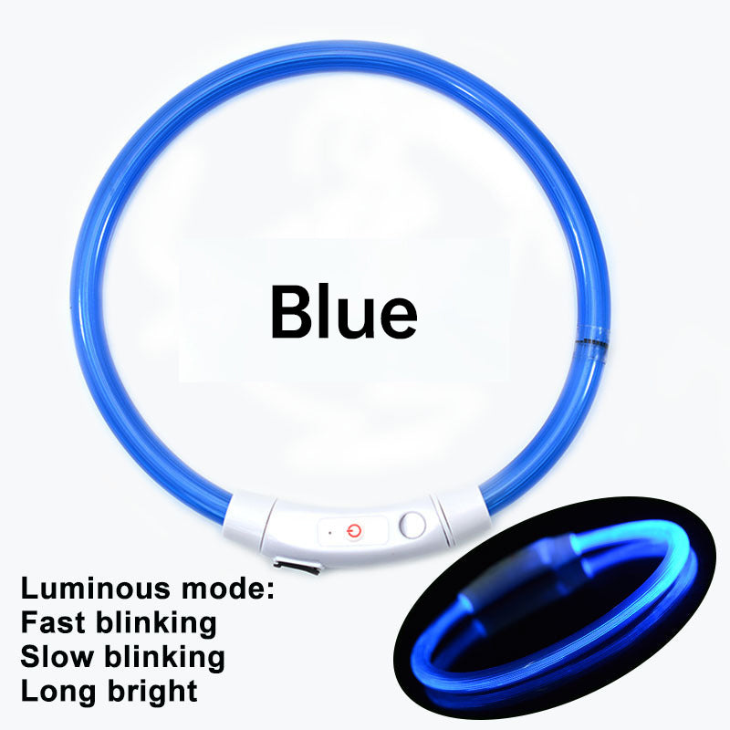 3-Mode LED Dog Collar - USB Rechargeable, Detachable & Glowing Pet Safety Necklace for Night