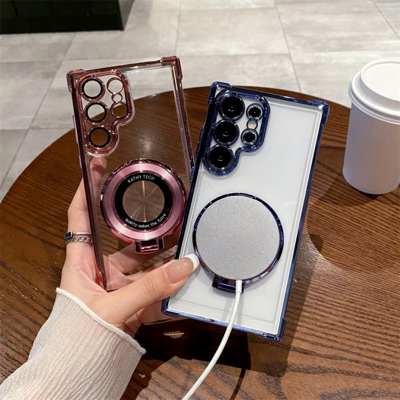 Suitable for Samsung S25 Ultra Phone Case with Air Cushion Shockproof Space Shell Magnetic Mount Bracket Note 20 Hard Case A55