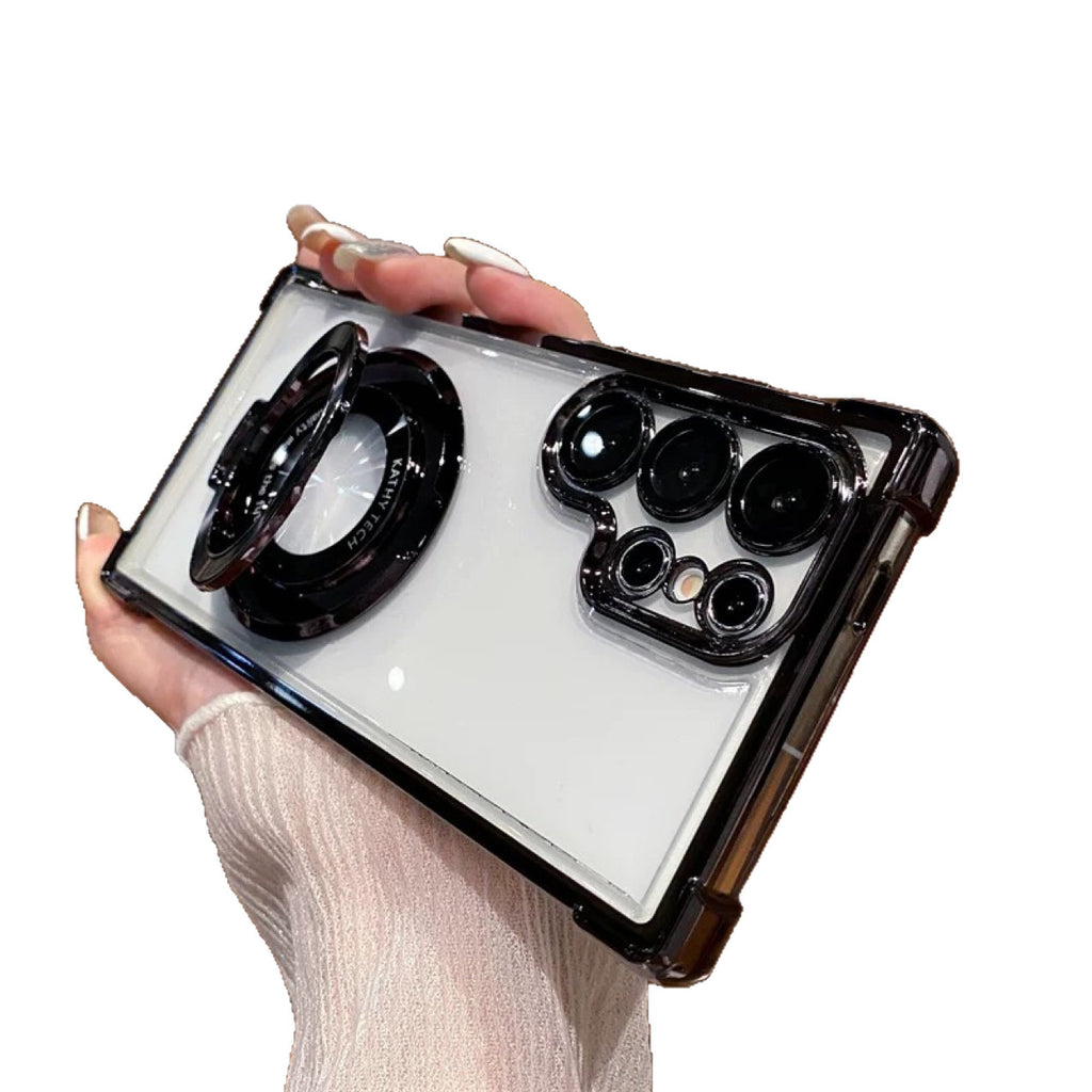 Suitable for Samsung S25 Ultra Phone Case with Air Cushion Shockproof Space Shell Magnetic Mount Bracket Note 20 Hard Case A55