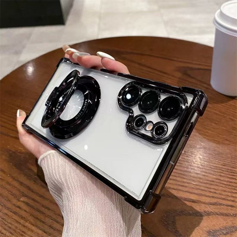 Suitable for Samsung S25 Ultra Phone Case with Air Cushion Shockproof Space Shell Magnetic Mount Bracket Note 20 Hard Case A55