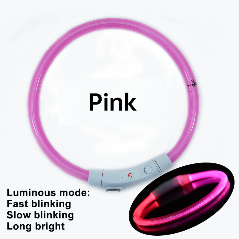 3-Mode LED Dog Collar - USB Rechargeable, Detachable & Glowing Pet Safety Necklace for Night