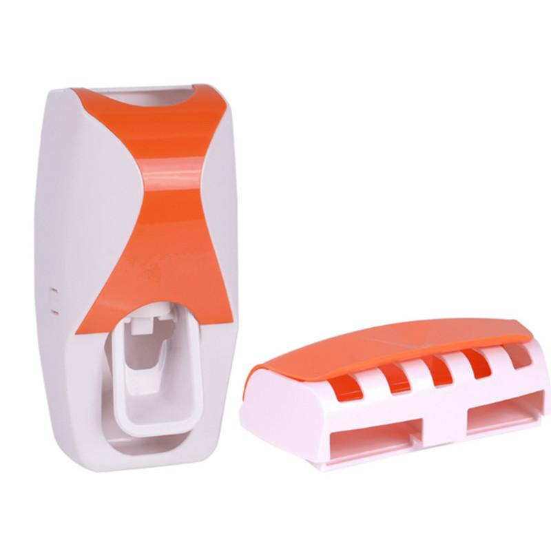 Fashion Home Bathroom Touch me Automatic Toothpaste Dispenser + 5pcs Toothbrush Holder Set Family Set Wall Mount Rack Bath