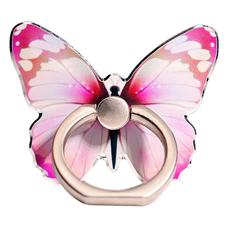 Mobile phone holder with butterfly colored painted cartoon cute and creative new ring buckle for mobile phone holder