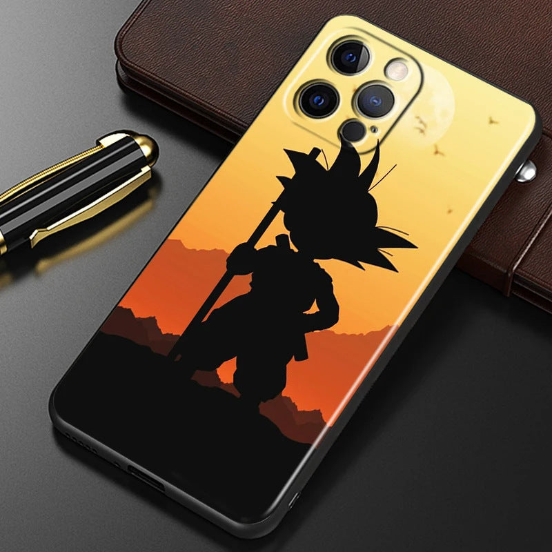 Suitable for 15 iPhone Fashion Dragon Ball Anime Phone Case Black Other Back Cover Color Painting