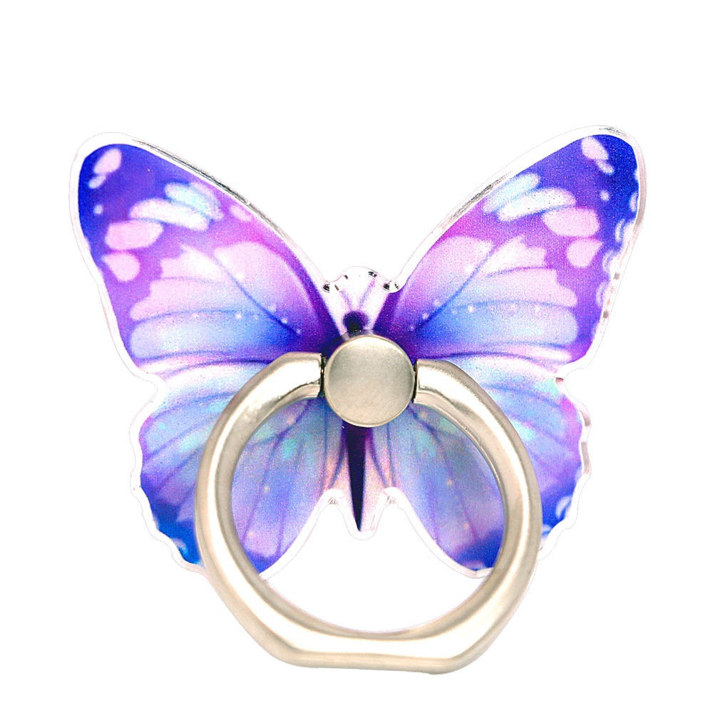 Mobile phone holder with butterfly colored painted cartoon cute and creative new ring buckle for mobile phone holder