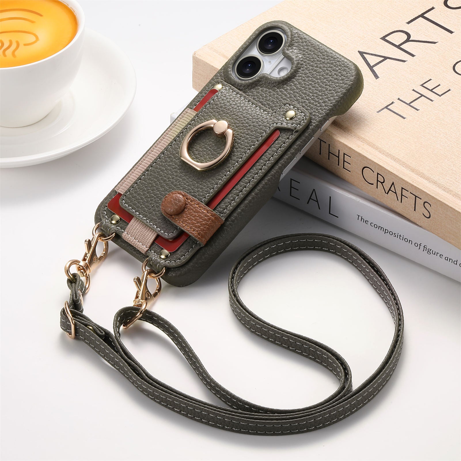 Suitable for iPhone 17 Pro phone case diagonal long hanging rope Air leather card insertion Apple 16 Promax protective cover