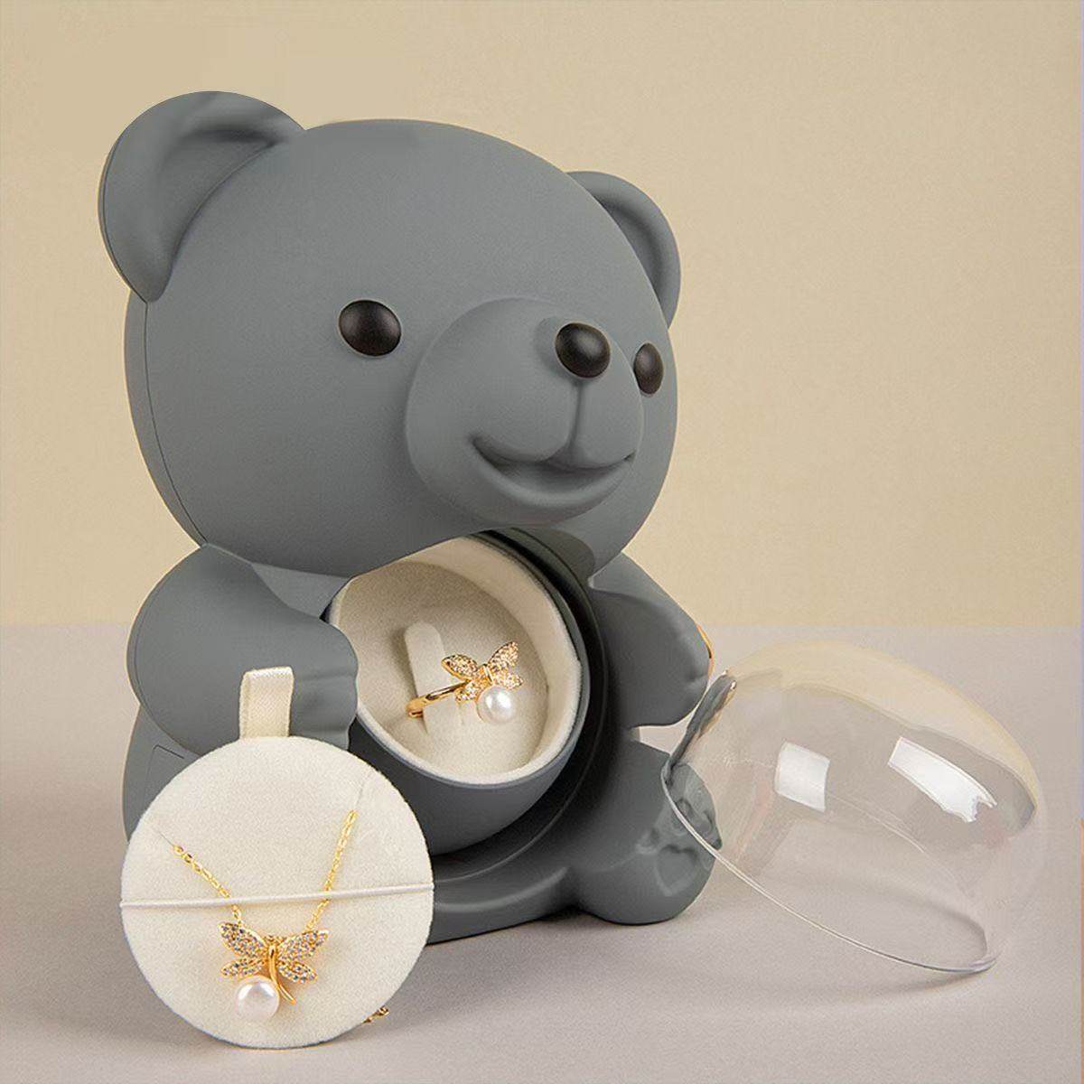 Rotating Rose Teddy Bear Gift Box