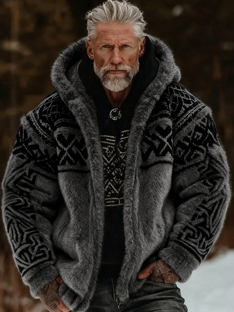 Stylish Winter Warmth Flannel 3D-Printed Hooded Zip-Up Cardigan