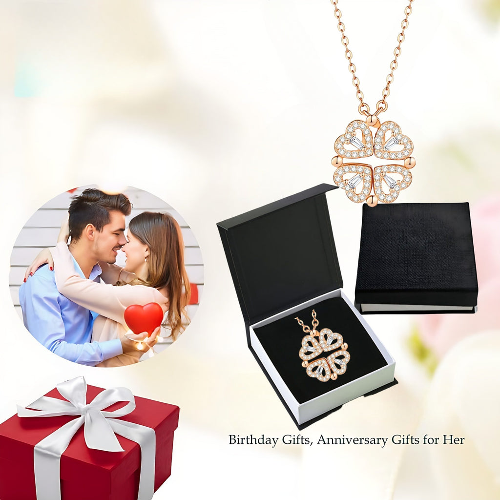 Four-leaf clover collar chain heart-shaped necklace