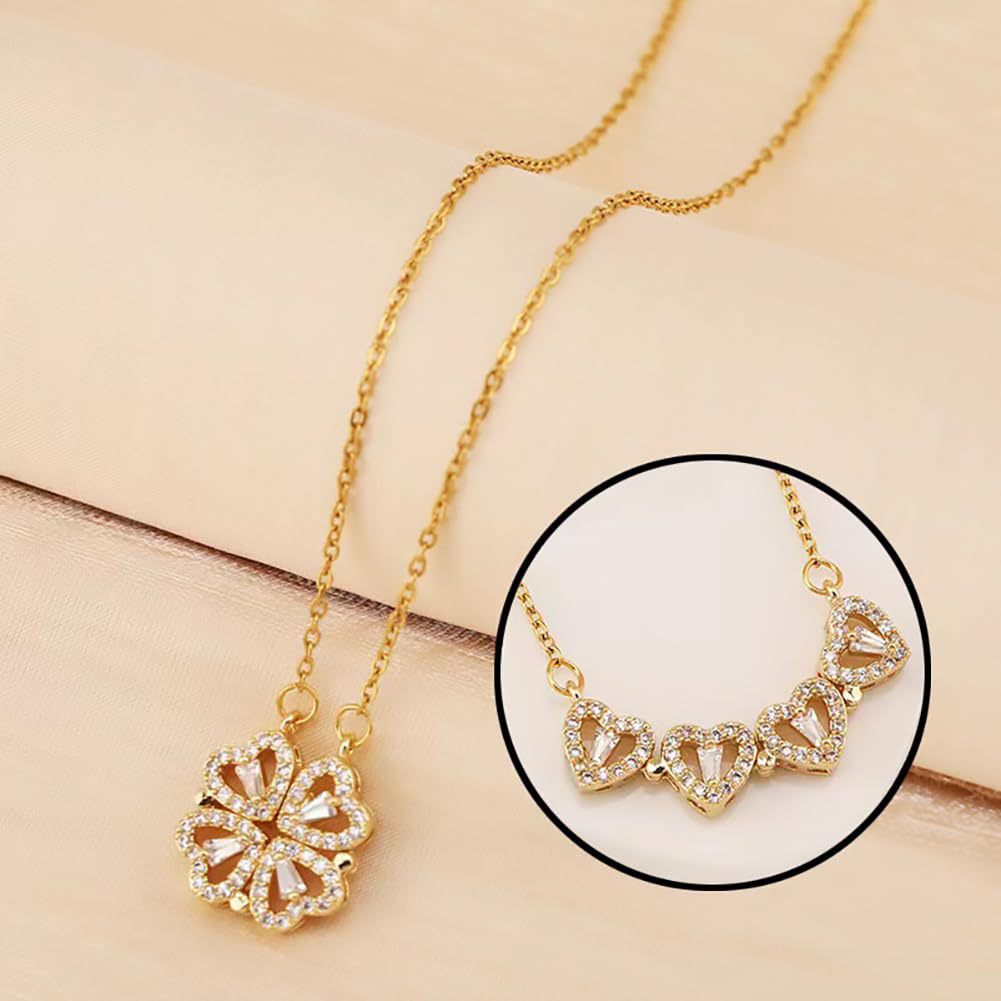 Four-leaf clover collar chain heart-shaped necklace